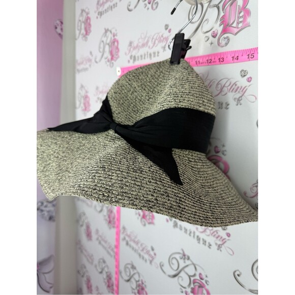 Sun n sand hat bucket UPF 50 protection Wide Brim Straw Sun Hat Black Bow Accent